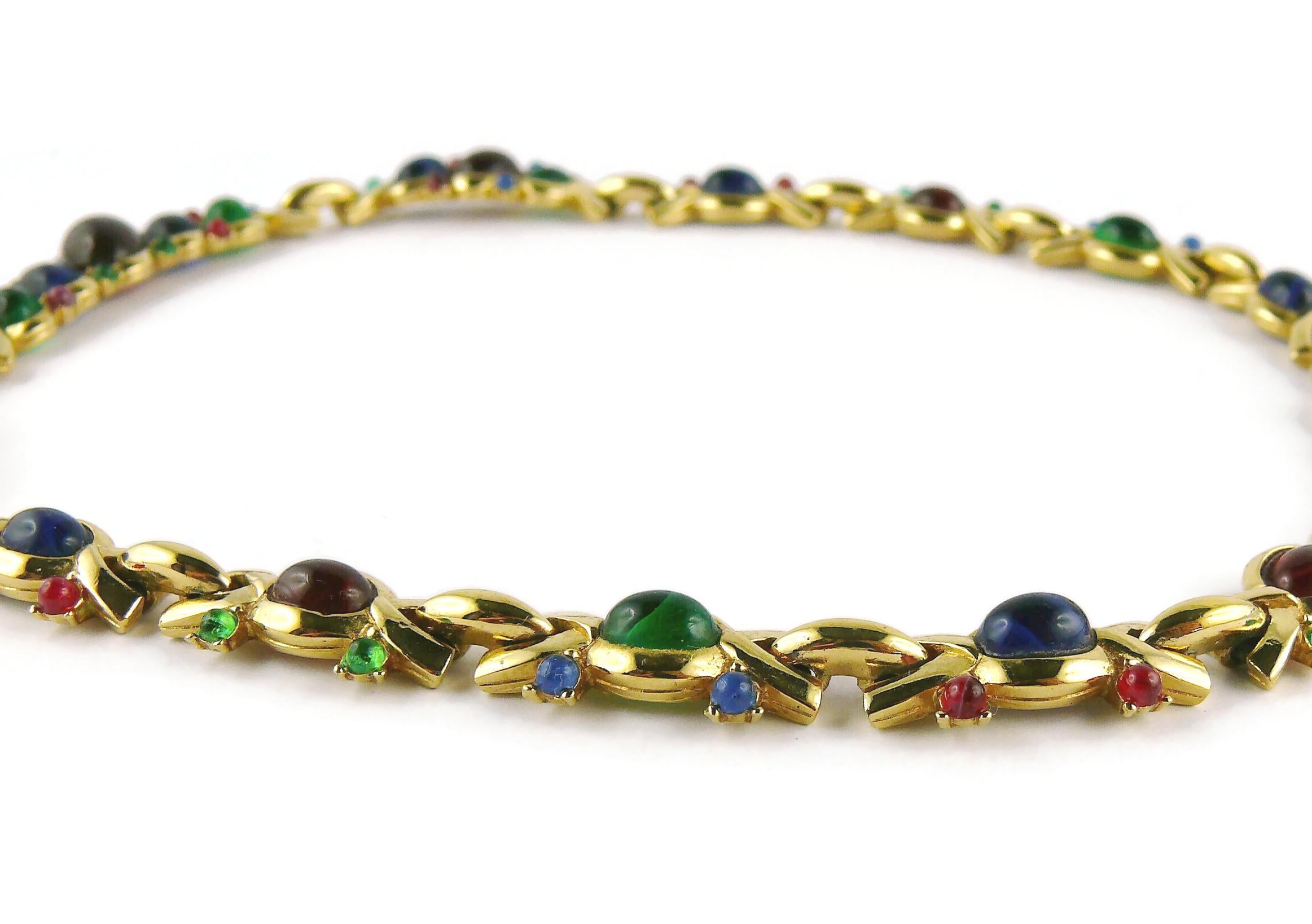 Halskette aus mehrfarbigem Glas mit Cabochon von Nina Ricci im Vintage-Stil im Angebot 9
