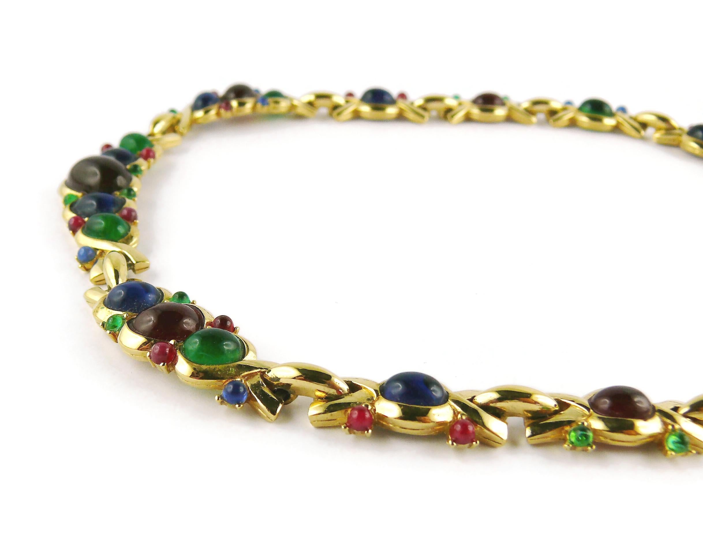 Halskette aus mehrfarbigem Glas mit Cabochon von Nina Ricci im Vintage-Stil im Angebot 10