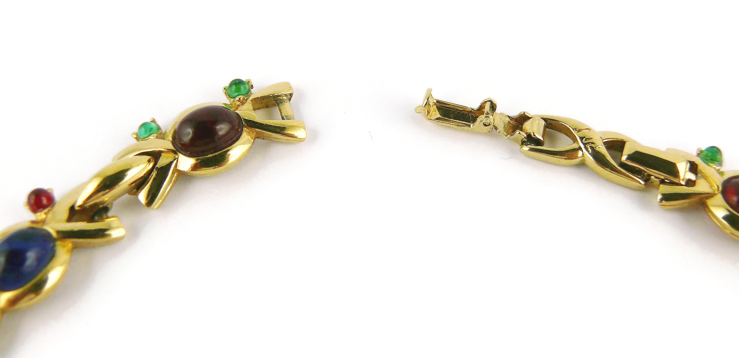 Nina Ricci Vintage Mehrfarbige Cabochon-Halskette aus Glas mit Cabochon im Angebot 11