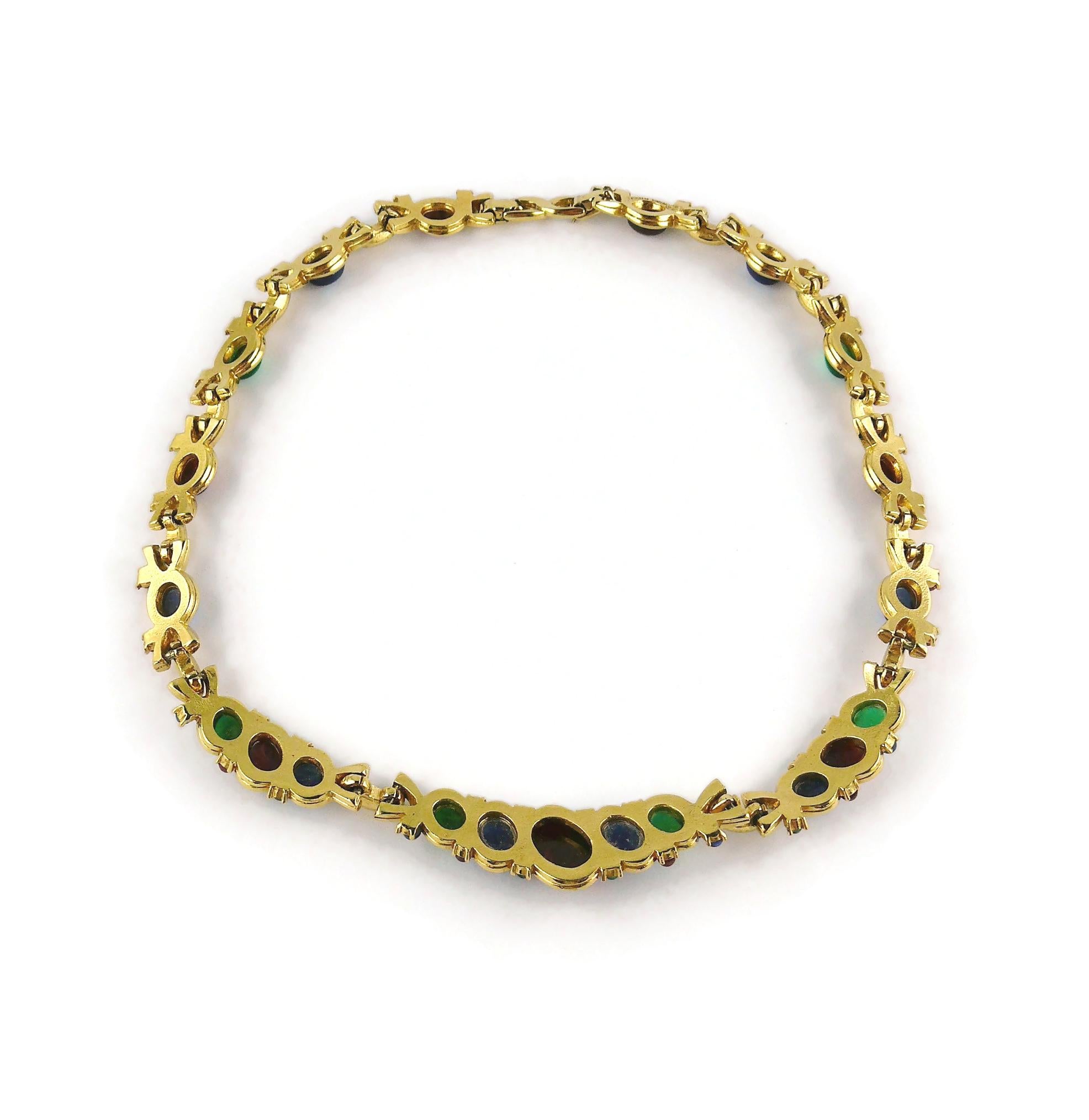Nina Ricci Vintage Mehrfarbige Cabochon-Halskette aus Glas mit Cabochon im Angebot 12