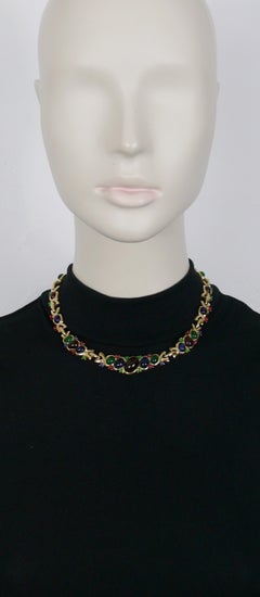 Nina Ricci Vintage Multicolored Glass Cabochon Necklace