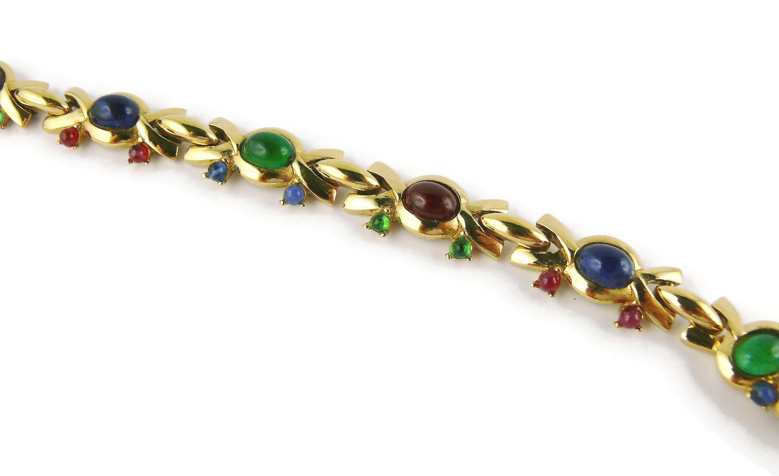 Nina Ricci Vintage Mehrfarbige Cabochon-Halskette aus Glas mit Cabochon Damen im Angebot