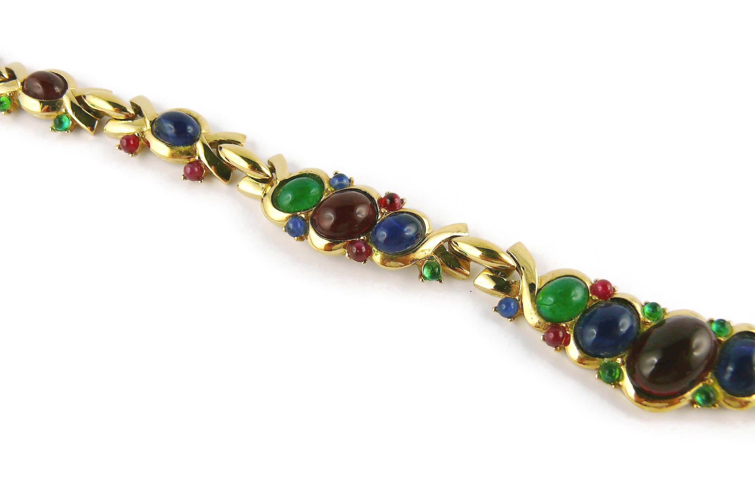 Nina Ricci Vintage Mehrfarbige Cabochon-Halskette aus Glas mit Cabochon im Angebot 1