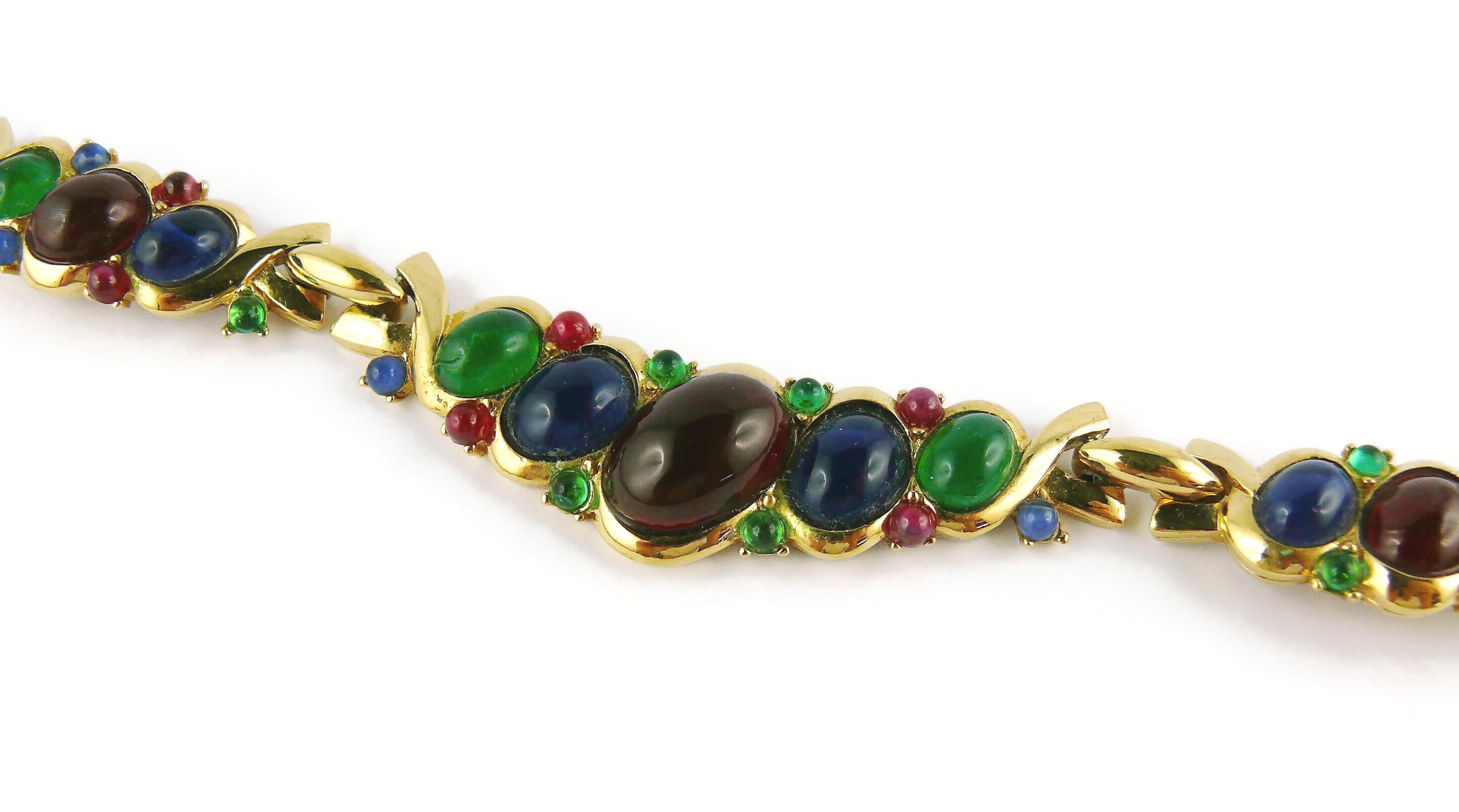 Nina Ricci Vintage Mehrfarbige Cabochon-Halskette aus Glas mit Cabochon im Angebot 2