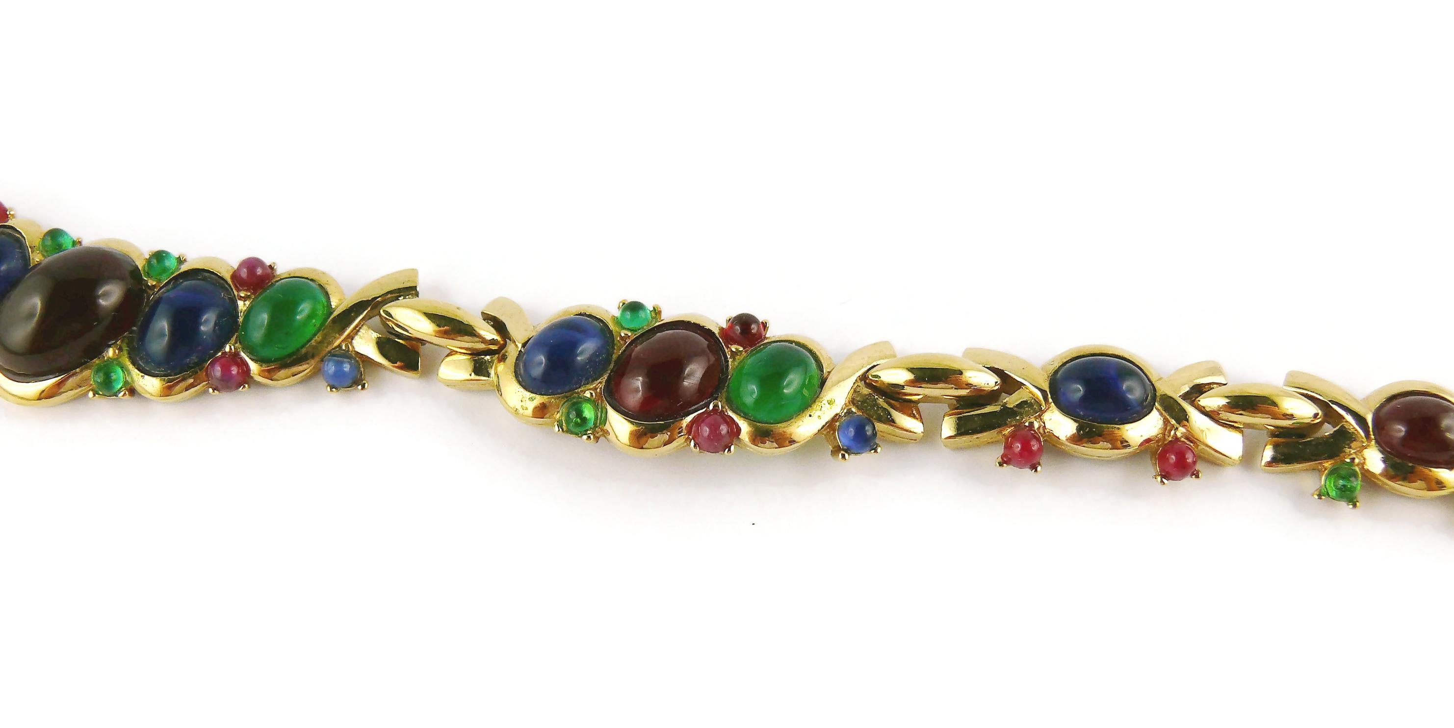 Halskette aus mehrfarbigem Glas mit Cabochon von Nina Ricci im Vintage-Stil im Angebot 3