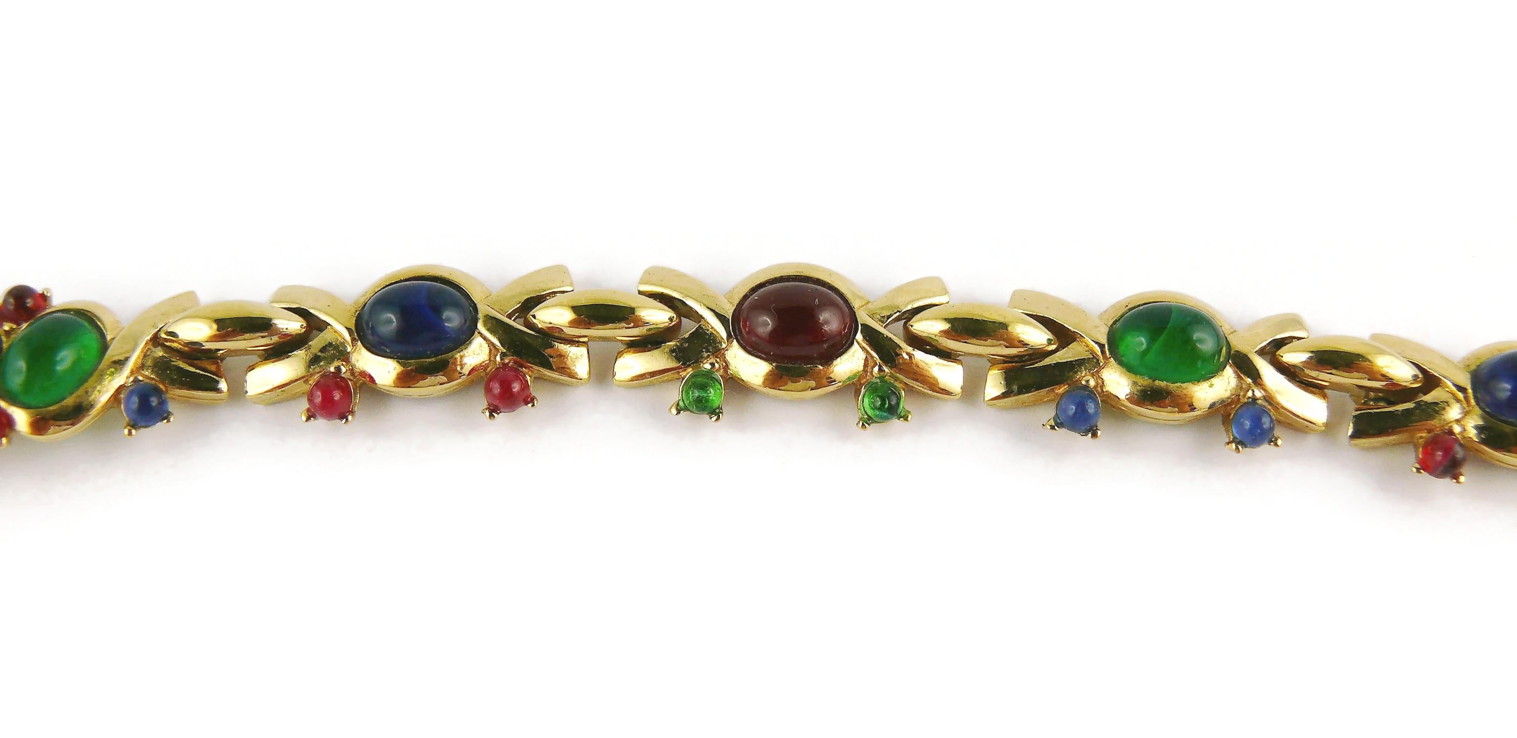 Halskette aus mehrfarbigem Glas mit Cabochon von Nina Ricci im Vintage-Stil im Angebot 4
