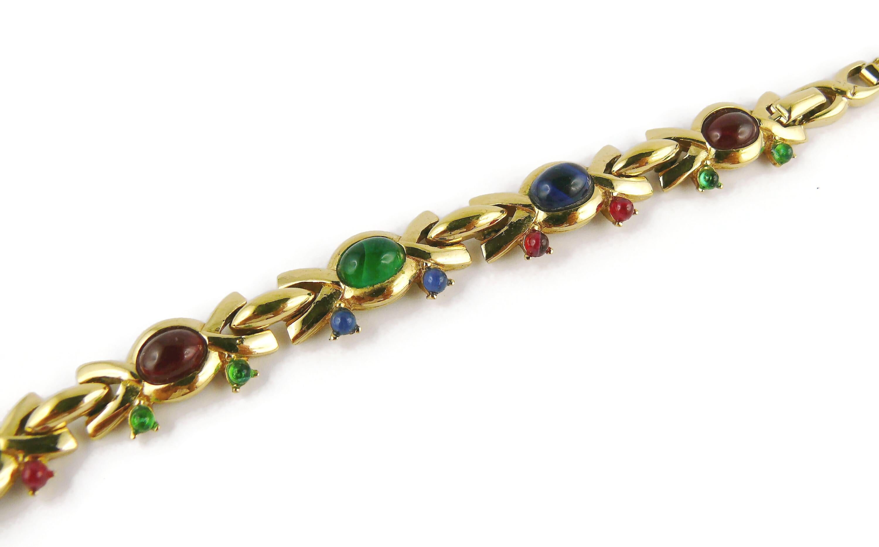Halskette aus mehrfarbigem Glas mit Cabochon von Nina Ricci im Vintage-Stil im Angebot 5