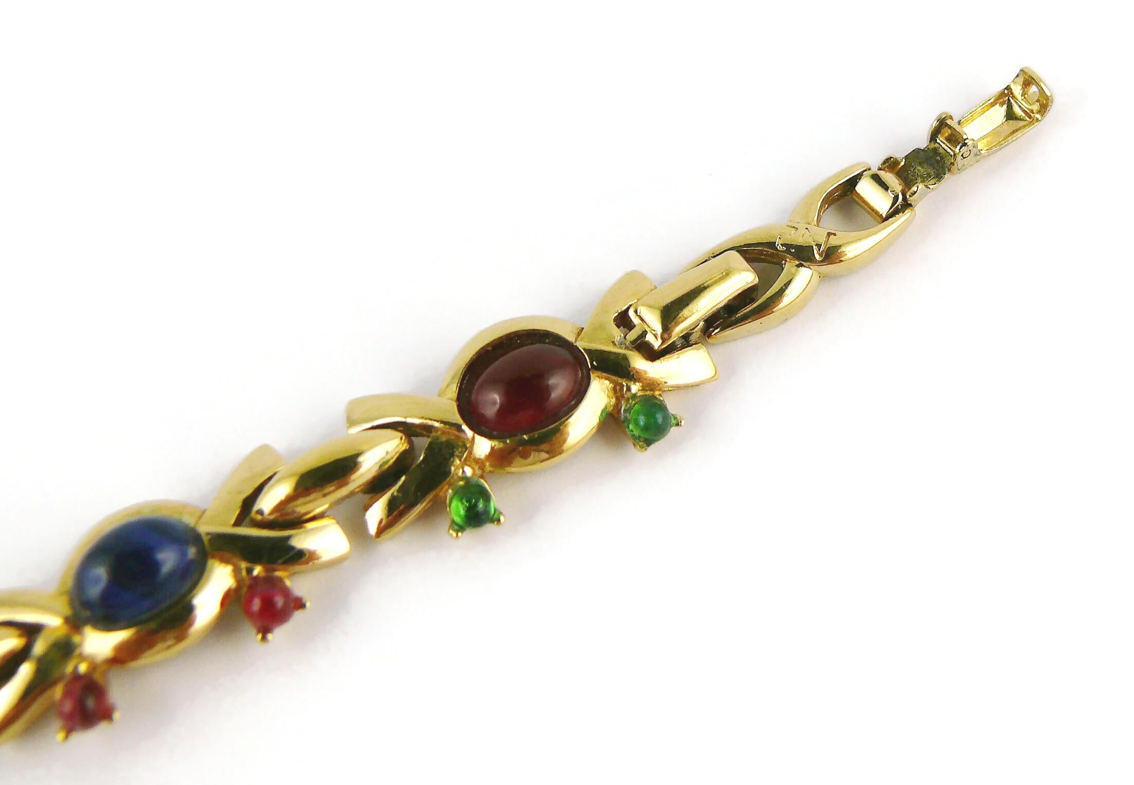 Nina Ricci Vintage Mehrfarbige Cabochon-Halskette aus Glas mit Cabochon im Angebot 6