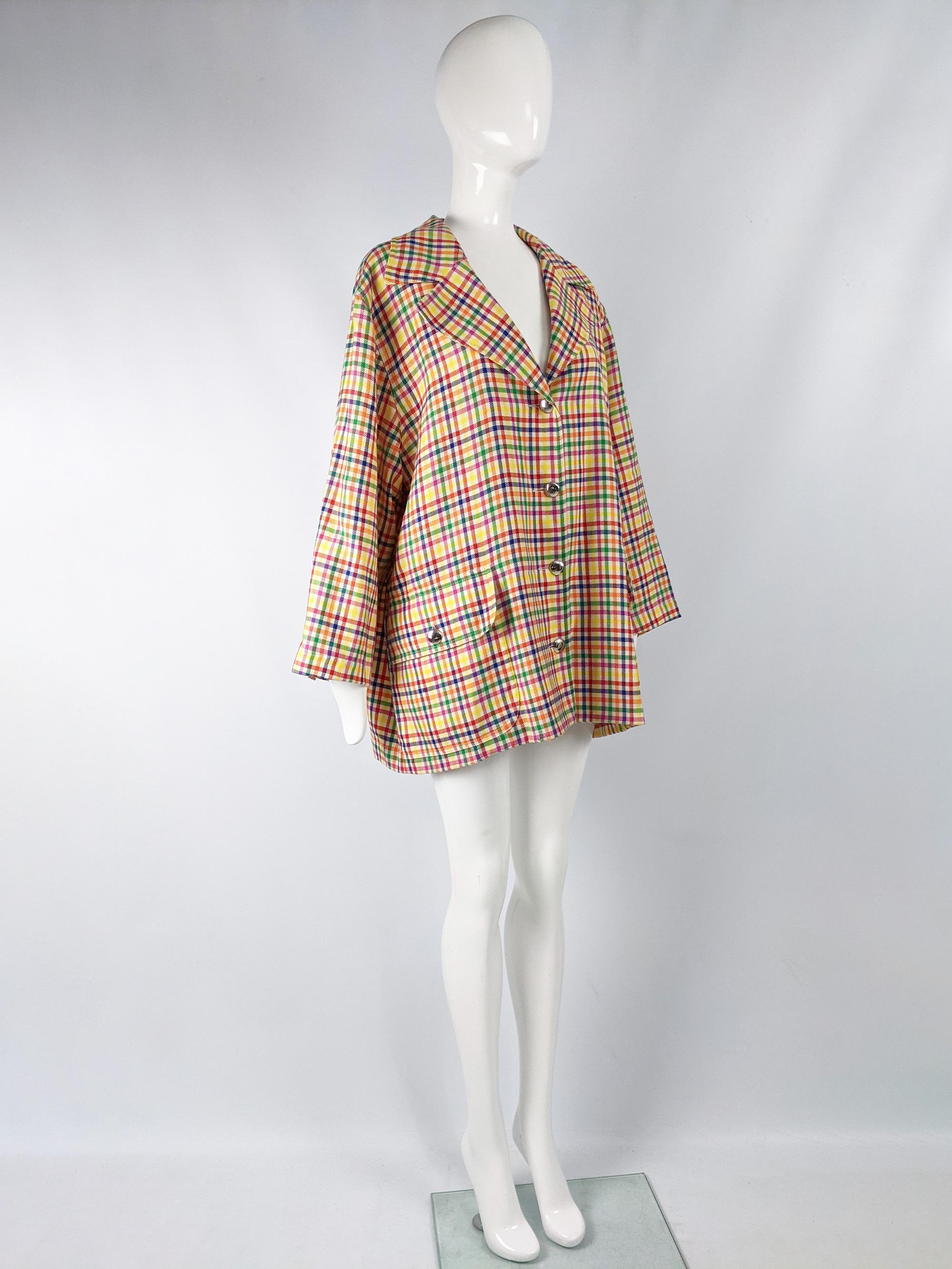 Women's Nina Ricci Vintage Oversized Wool Checked Coat, 1980s For Sale