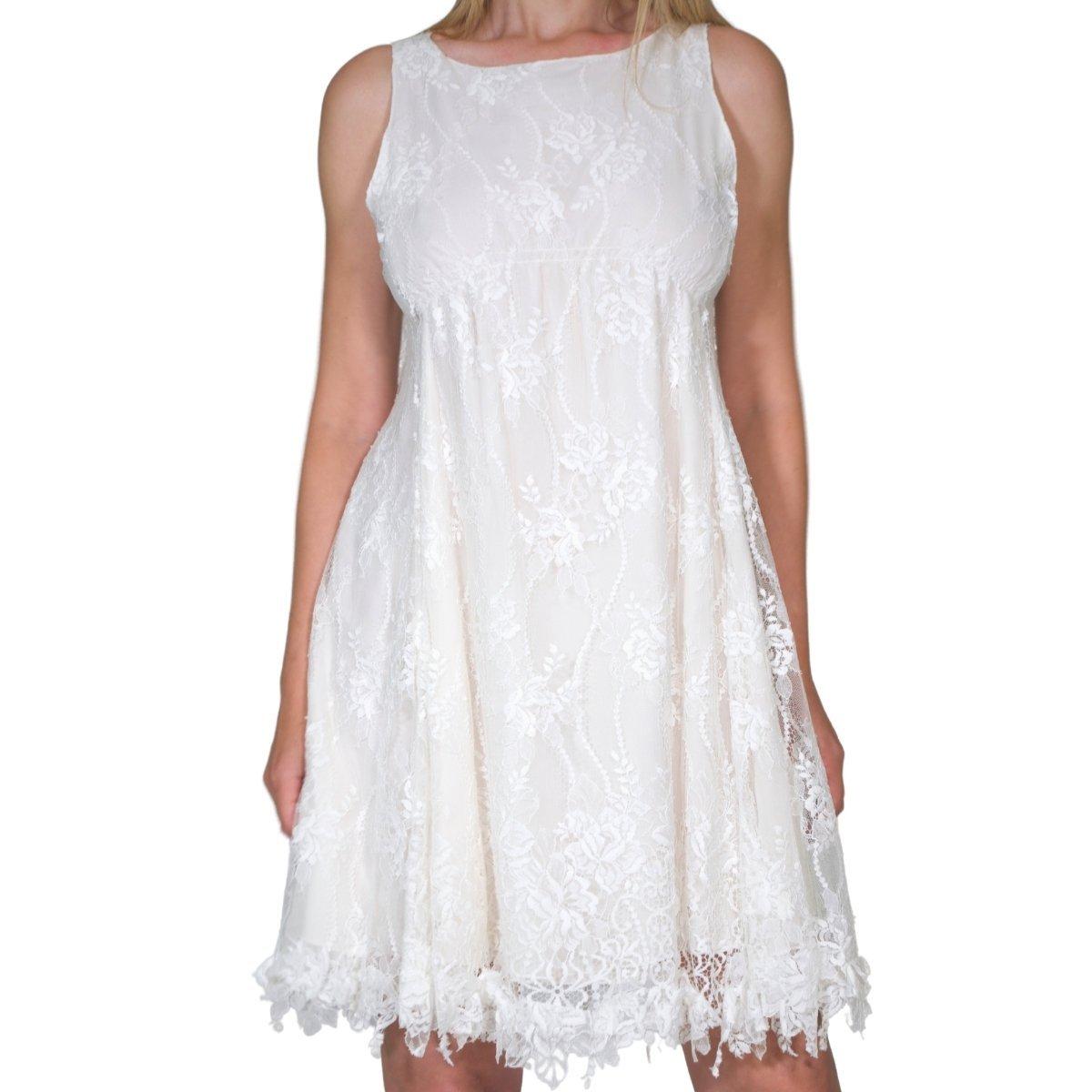 Nina Ricci White Cotton Blend Lace Dress FR36  In New Condition For Sale In Brossard, QC