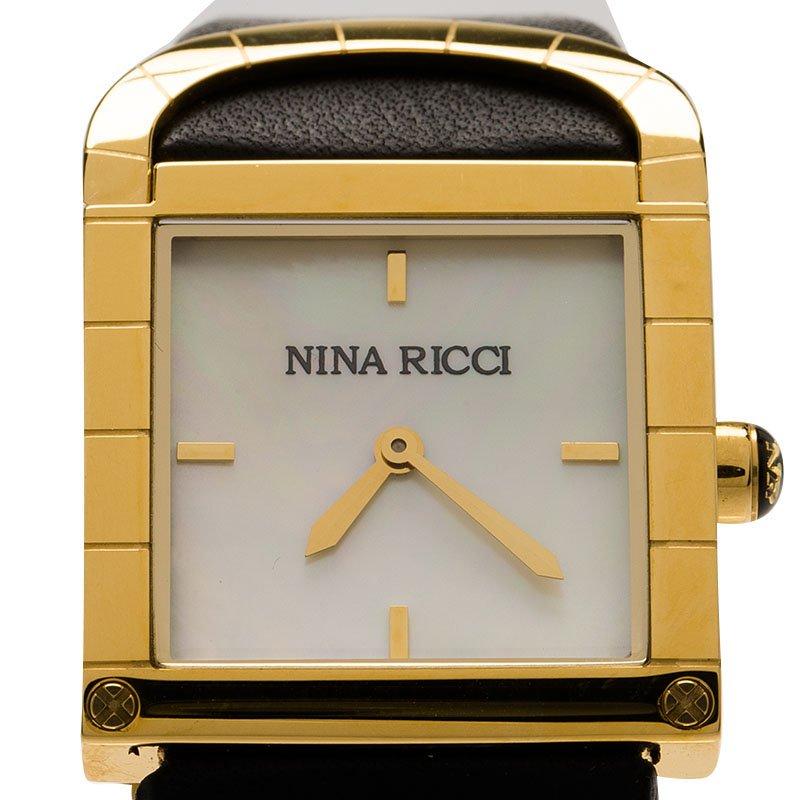 Nina Ricci White Gold-Plated Stainless Steel Classic Women's Wristwatch 29MM In Excellent Condition In Dubai, Al Qouz 2