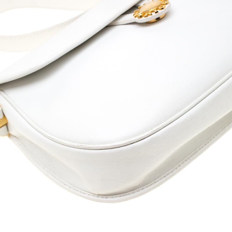 Nina Ricci White Leather Flap Shoulder Bag 6