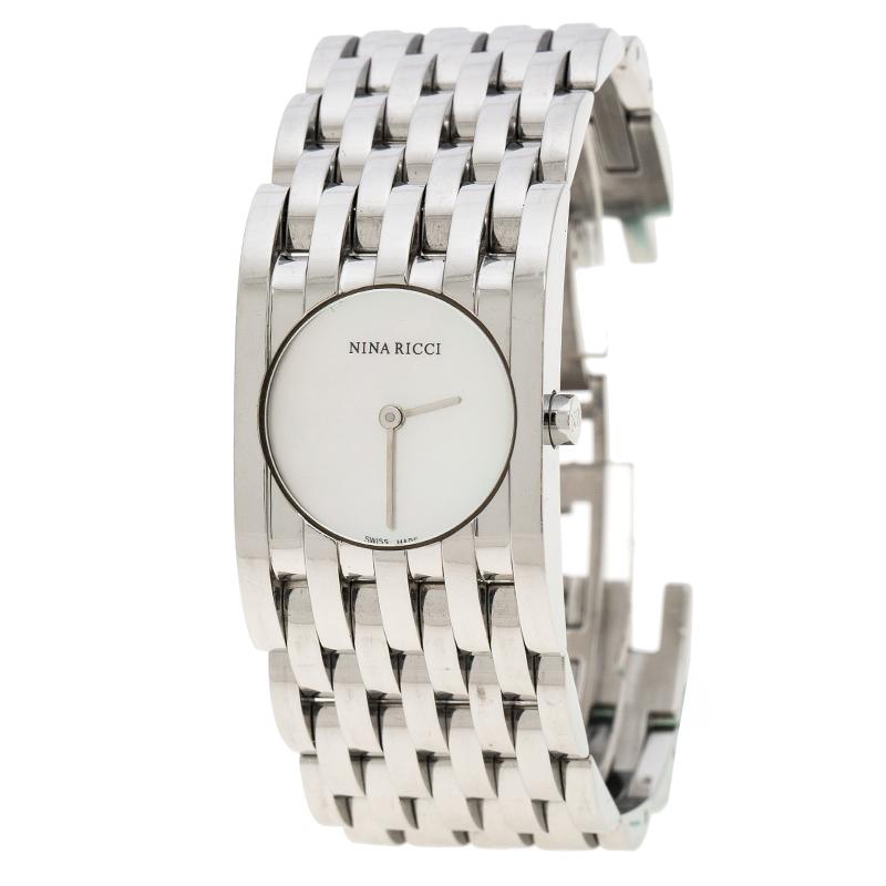 Nina Ricci White Mother of Pearl Stainless Steel N000113 Women's Wristwatch 25 m