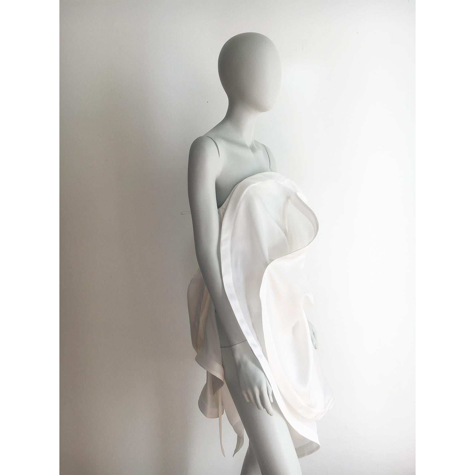 Women's Nina Ricci White Silk Corset Draping Top BNWT Runway ss 2020 For Sale