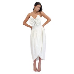Nina Ricci White Silk Dress with Large Front Bow