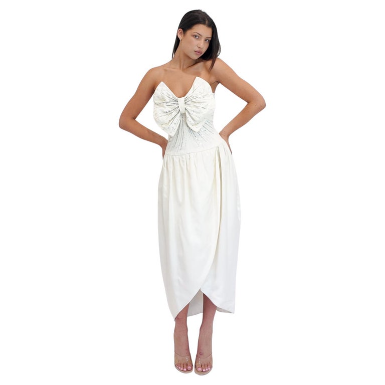 nina ricci silk dress Nina Ricci White Silk Dress with Large Front Bow