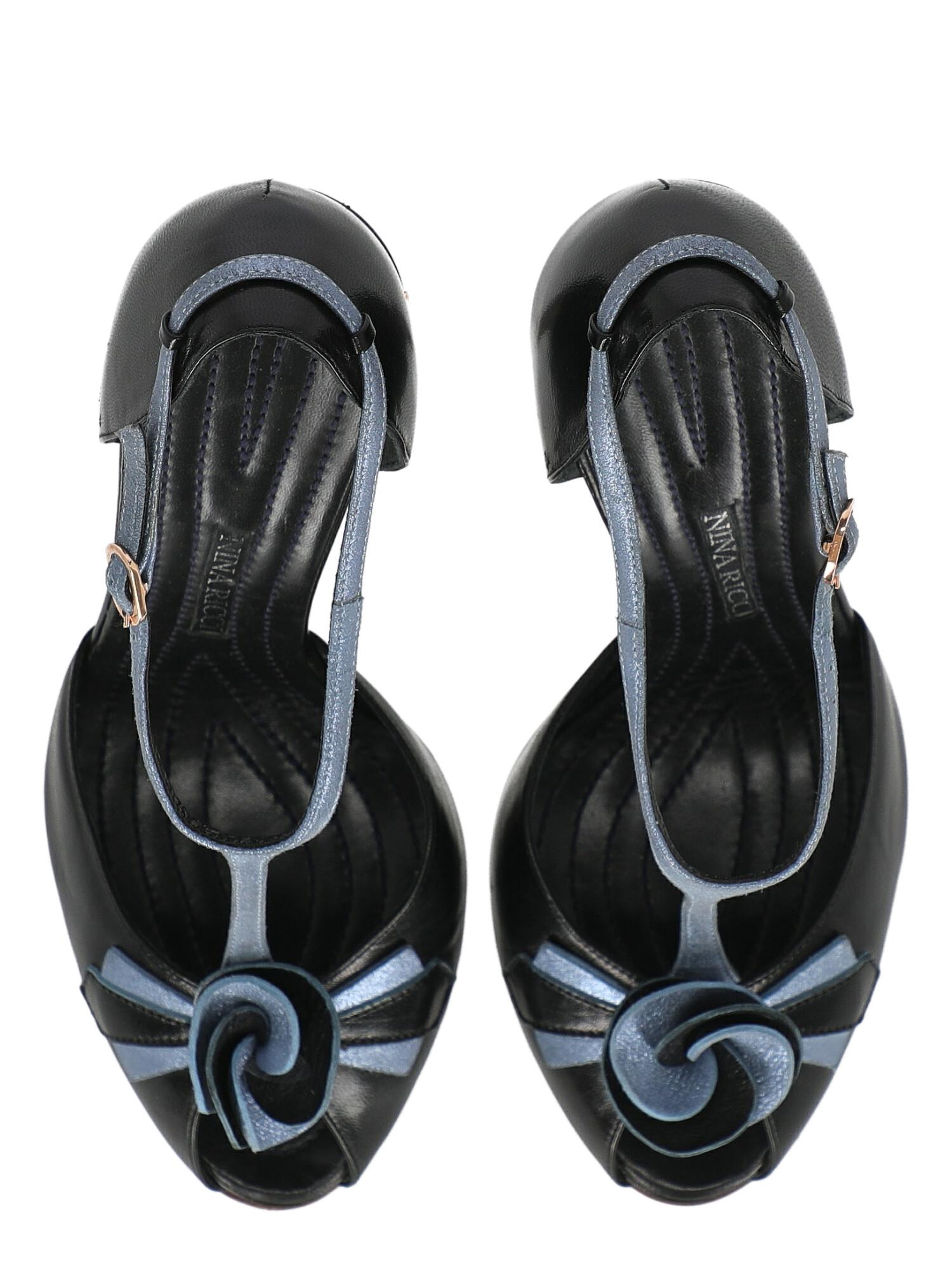 Nina Ricci  Women   Sandals  Black, Navy Leather EU 39 For Sale 1