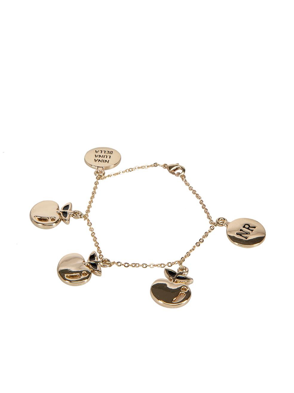Nina Ricci Women's Gold Apples Charm Bracelet In New Condition In London, GB