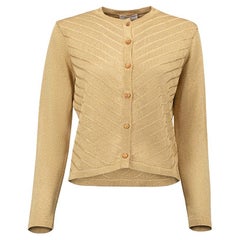 Nina Ricci Women's Gold Diagonal Striped Knit Cardigan