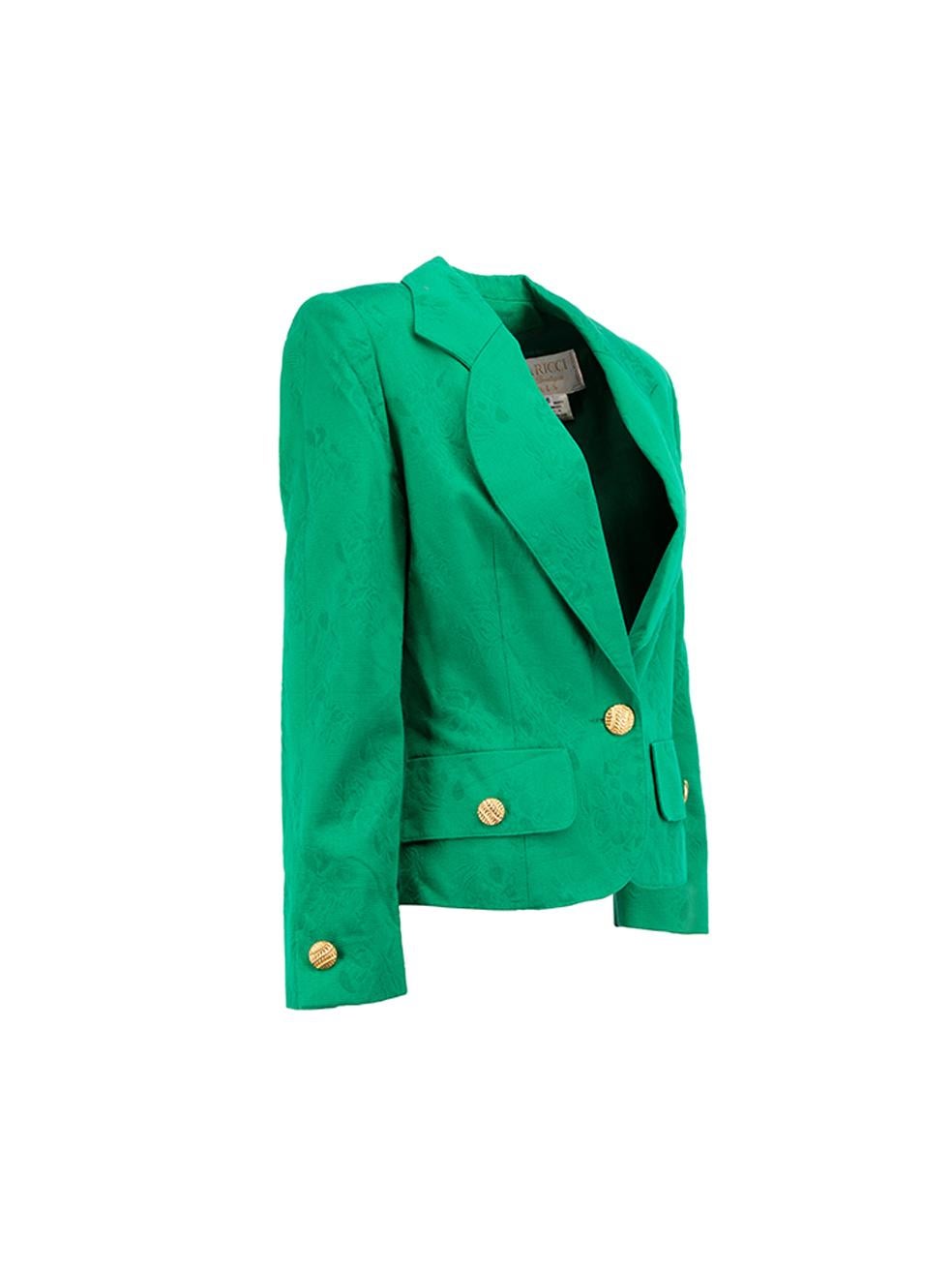 CONDITION is Very good. Hardly any visible wear to blazer is evident on this used Nina Ricci designer resale item. 



Details


Green

Cotton

Single breasted blazer

Floral embossed pattern

Buttoned cuffs

Shoulder padded

Buttoned flap