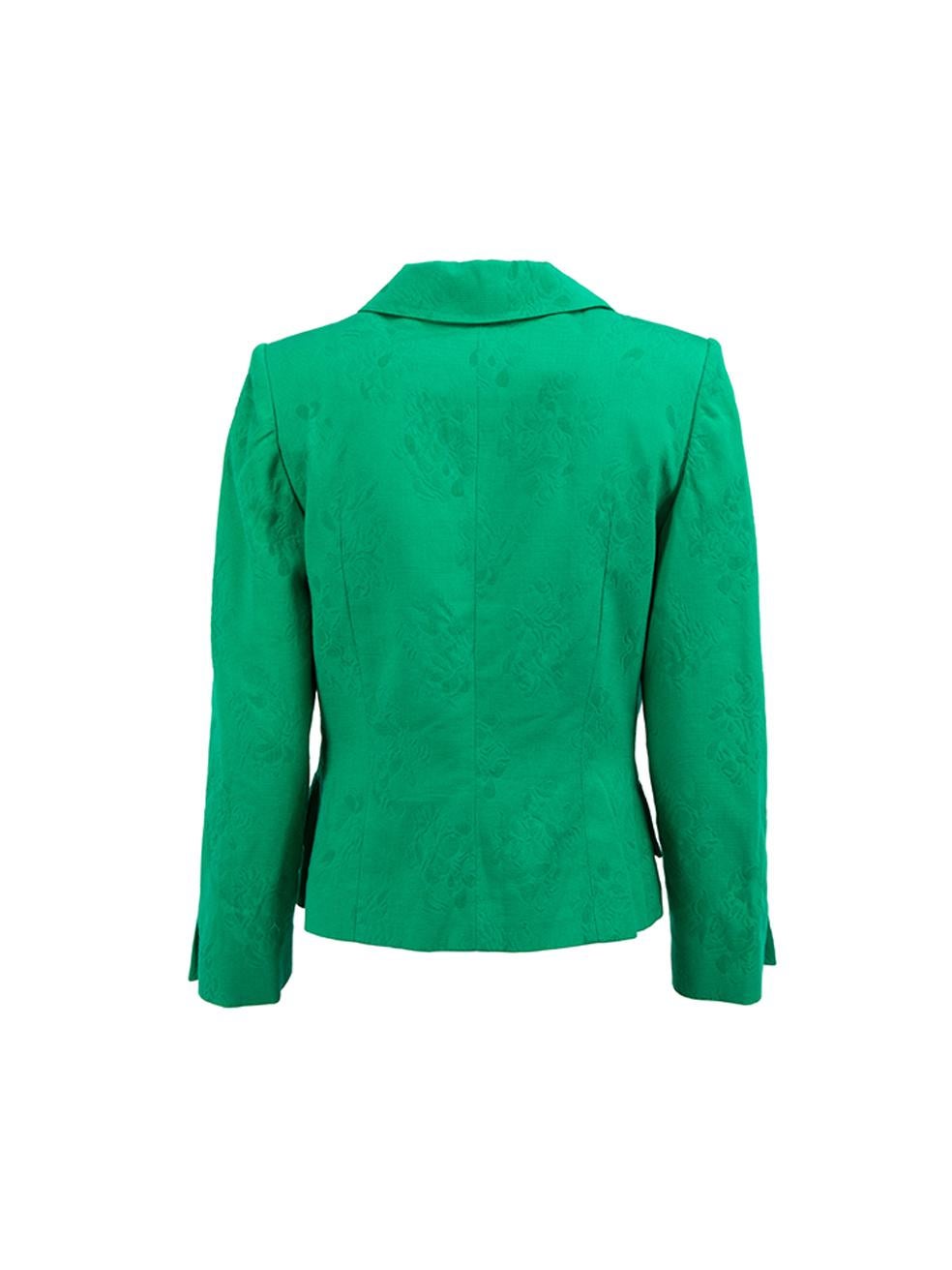 Nina Ricci Women's Green Floral Embossed Blazer In Good Condition In London, GB