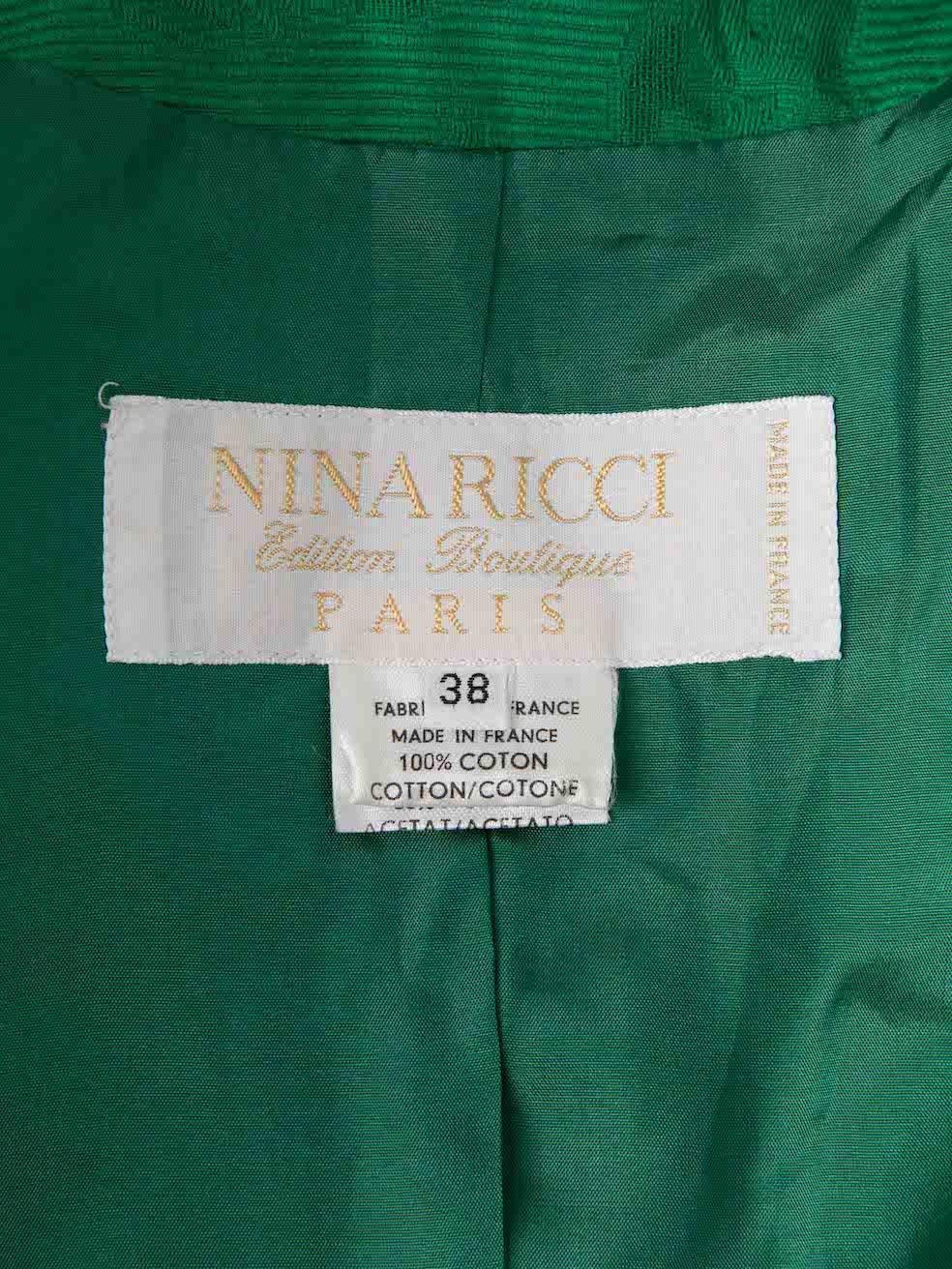 Nina Ricci Women's Green Floral Embossed Blazer 1