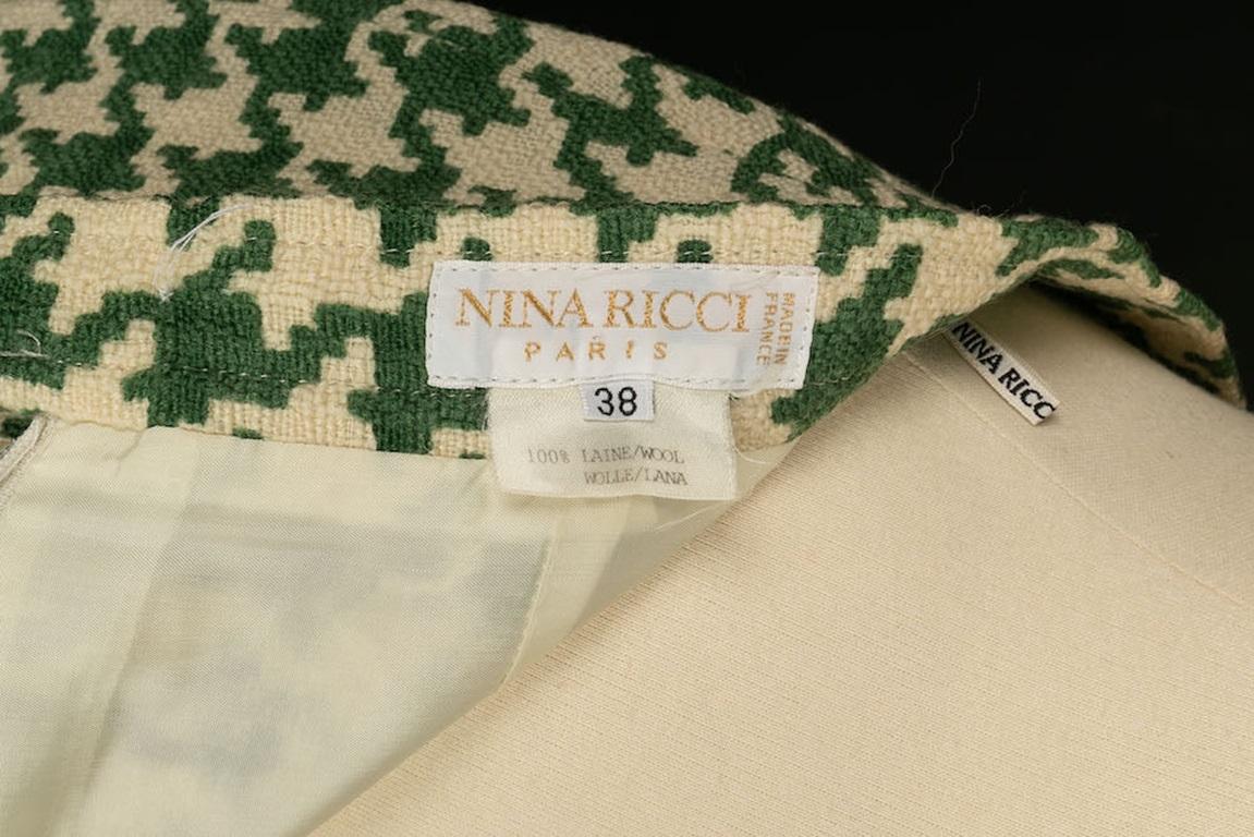 Nina Ricci Woolen Outfit with Green Houndstooth Pattern For Sale 10