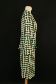 Nina Ricci Woolen Outfit with Green Houndstooth Pattern