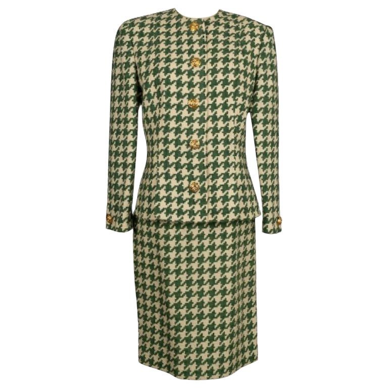 green houndstooth dress Yamuna Green Shetland Houndstooth Dress