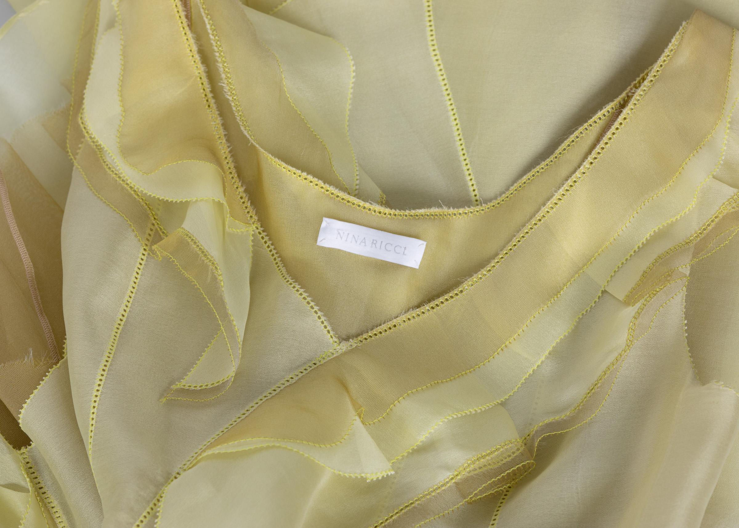 Nina Ricci Yellow Silk Organza Sleeveless Evening Dress, 2009 4