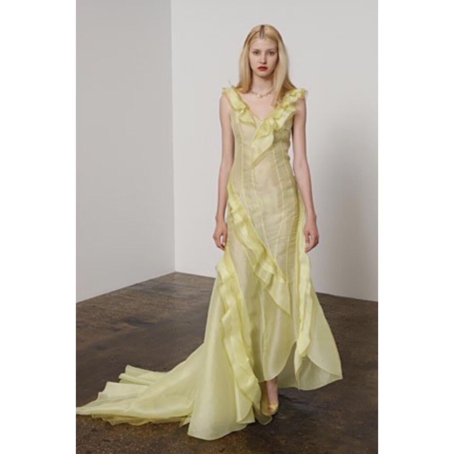 Nina Ricci Yellow Silk Organza Sleeveless Evening Dress, 2009 5