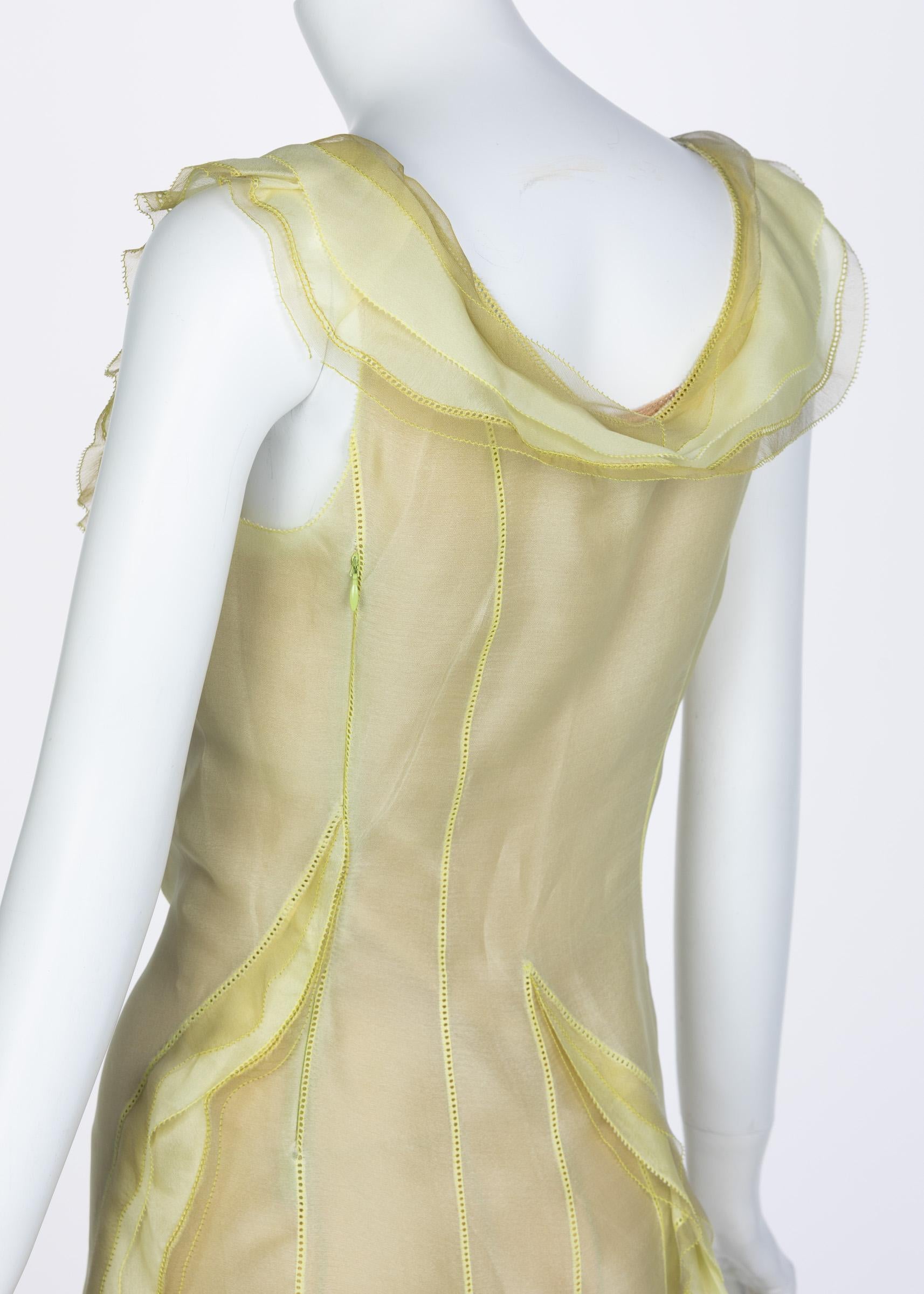 Nina Ricci Yellow Silk Organza Sleeveless Evening Dress, 2009 1