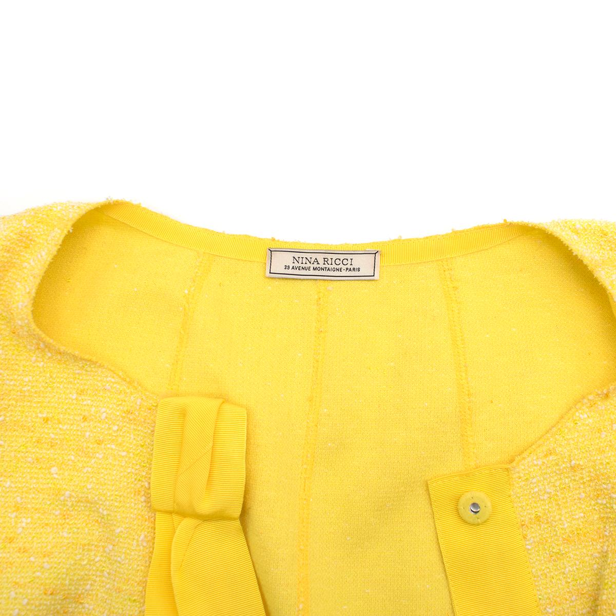 Nina Ricci Yellow Tweed Jacket - Size US 6 In Good Condition For Sale In London, GB