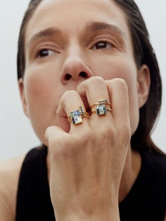 Anillo «Nina» de KINRADEN en oro de 18 quilates con zafiros de Queensland, talla 7 / 54