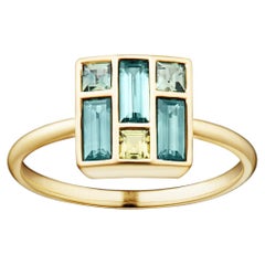 Anillo «Nina» de KINRADEN en oro de 18 quilates con zafiros de Queensland, talla 7 / 54