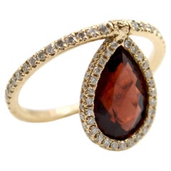 Nina Runsdorf 18K Gold Diamond and Garnet Flip Ring