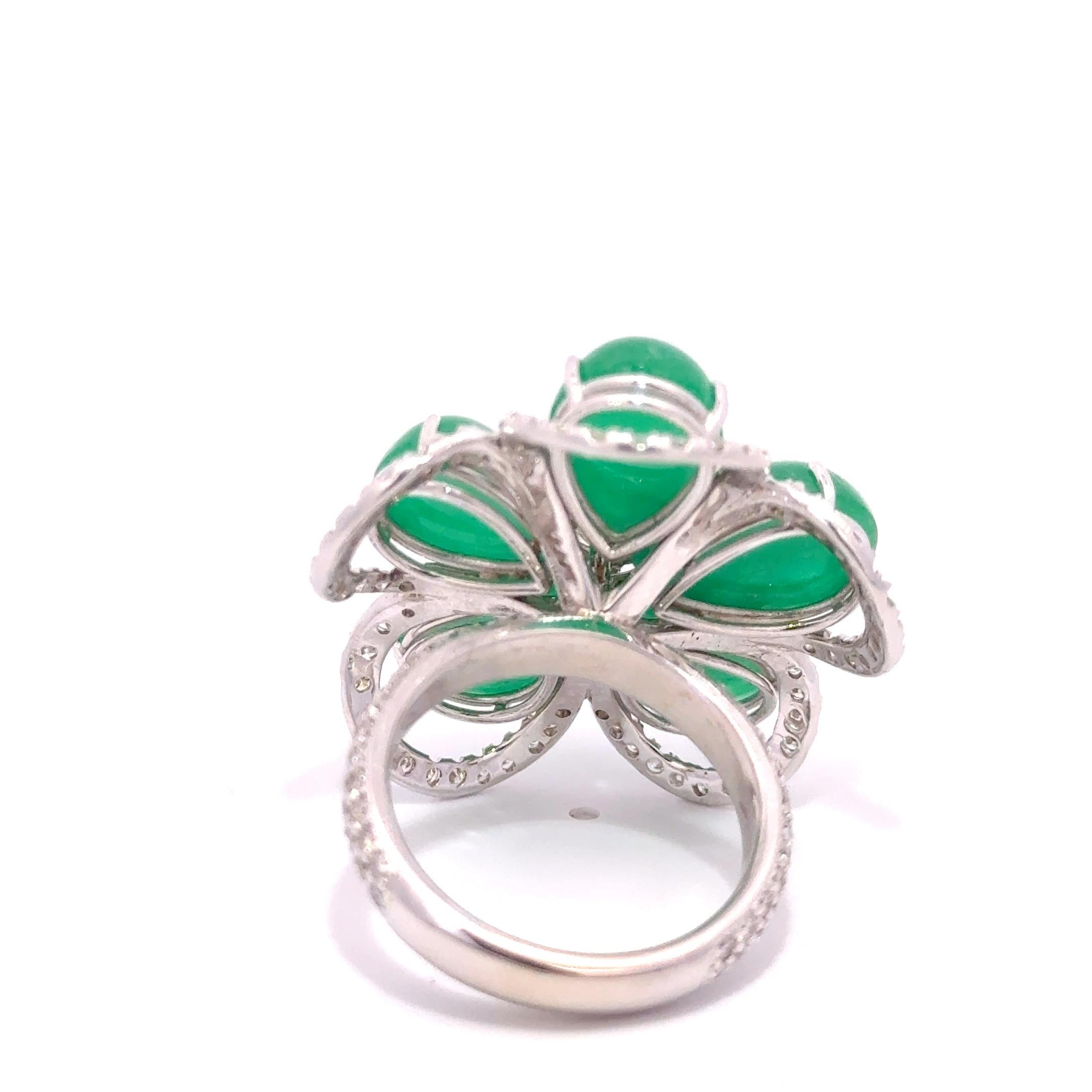 Modern Nina Runsdorf Emerald Diamond White Gold Ring For Sale