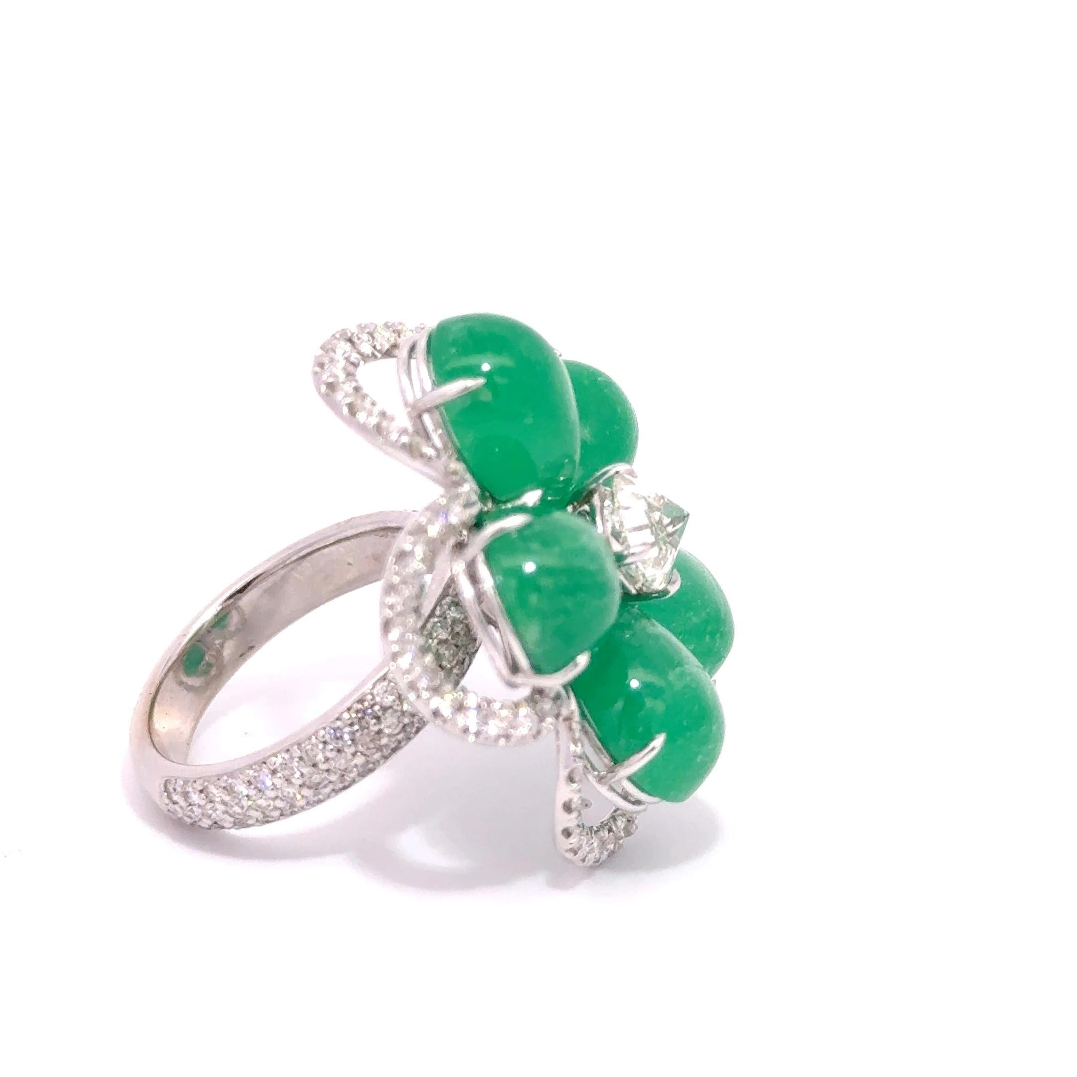 Emerald Cut Nina Runsdorf Emerald Diamond White Gold Ring For Sale