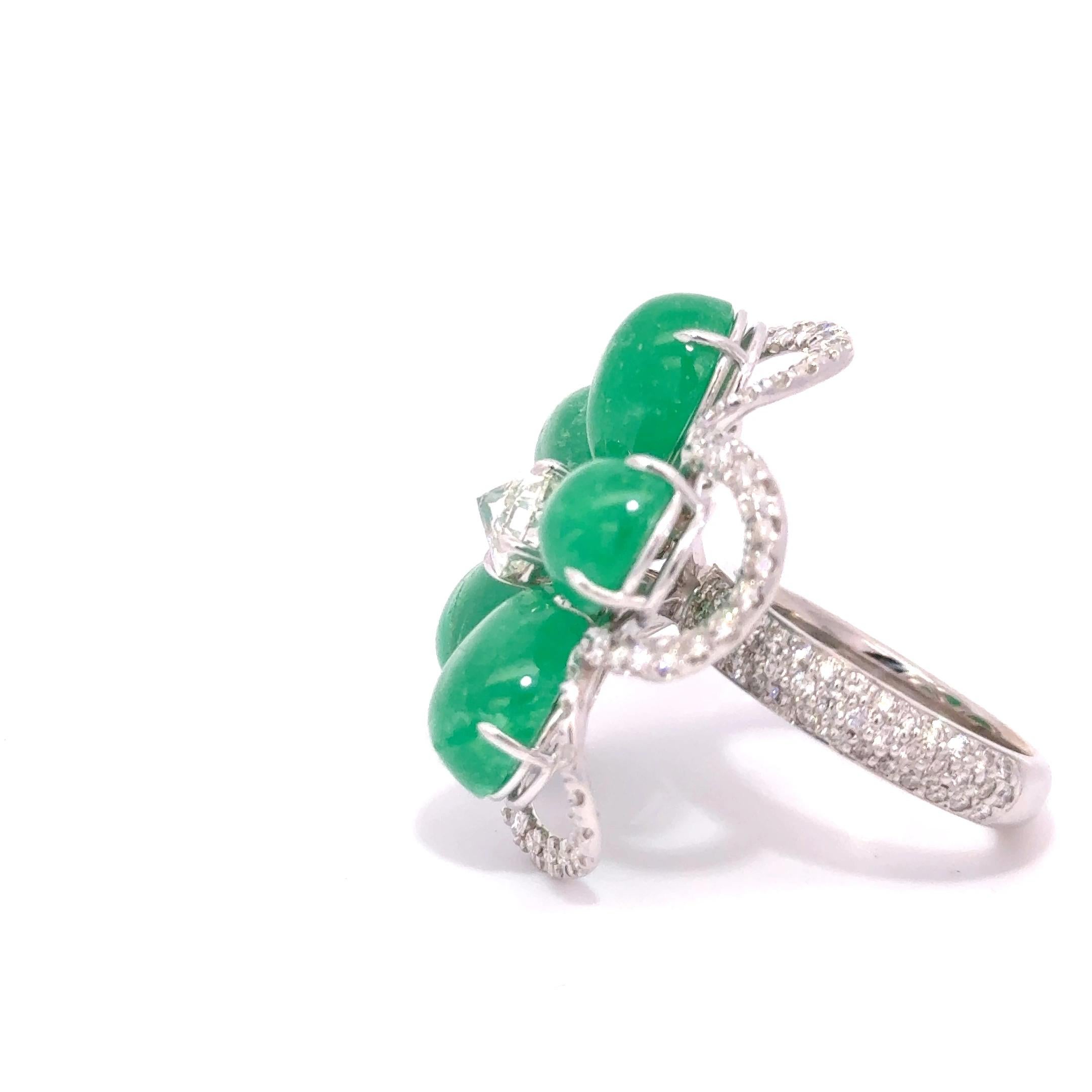 Nina Runsdorf Emerald Diamond White Gold Ring In Good Condition For Sale In Dallas, TX