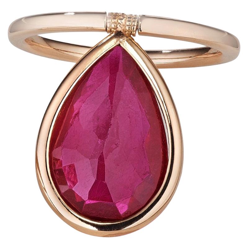 Nina Runsdorf Rose Gold Pearshape Ruby Flip Ring For Sale