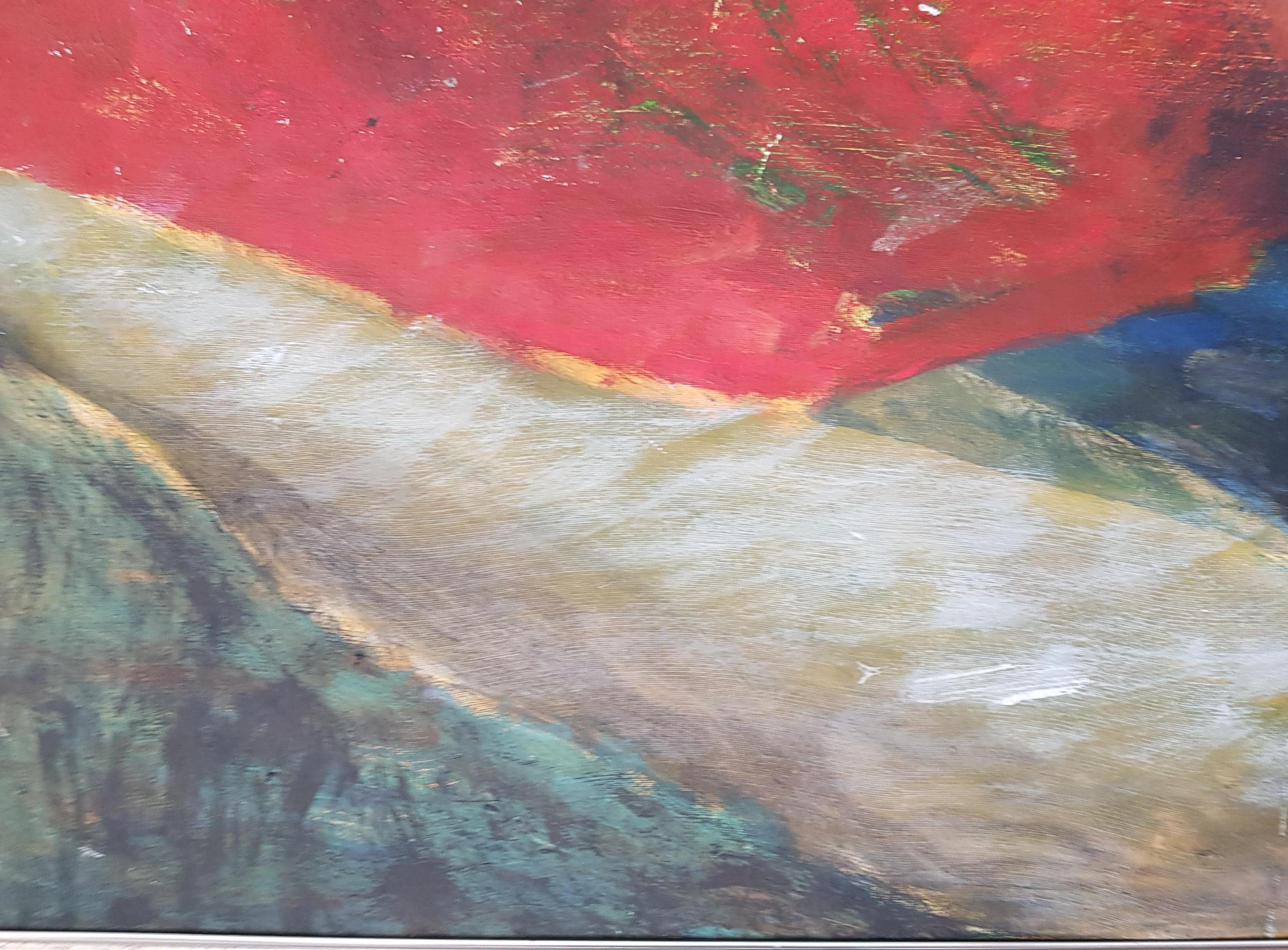 Composizione astratta - Pittura a olio astratta Nero Giallo Blu Bianco Marrone Rosso - Painting Astratto di Nina Ruseva
