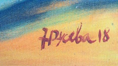 Abstract Oil Painting Canvas Colors Red Yellow Blue Grey White Pink Black