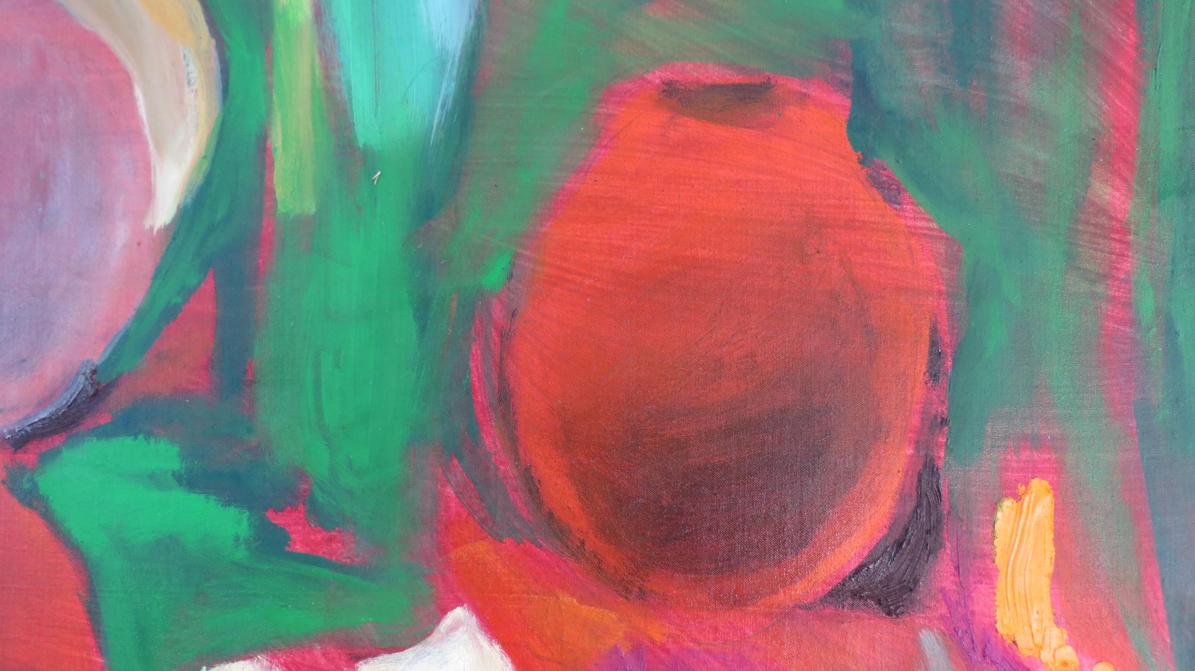  Balchik - Peinture abstraite sur toile Couleurs Rouge Vert Bleu Gris Blanc Rose Noir - Abstrait Painting par Nina Ruseva