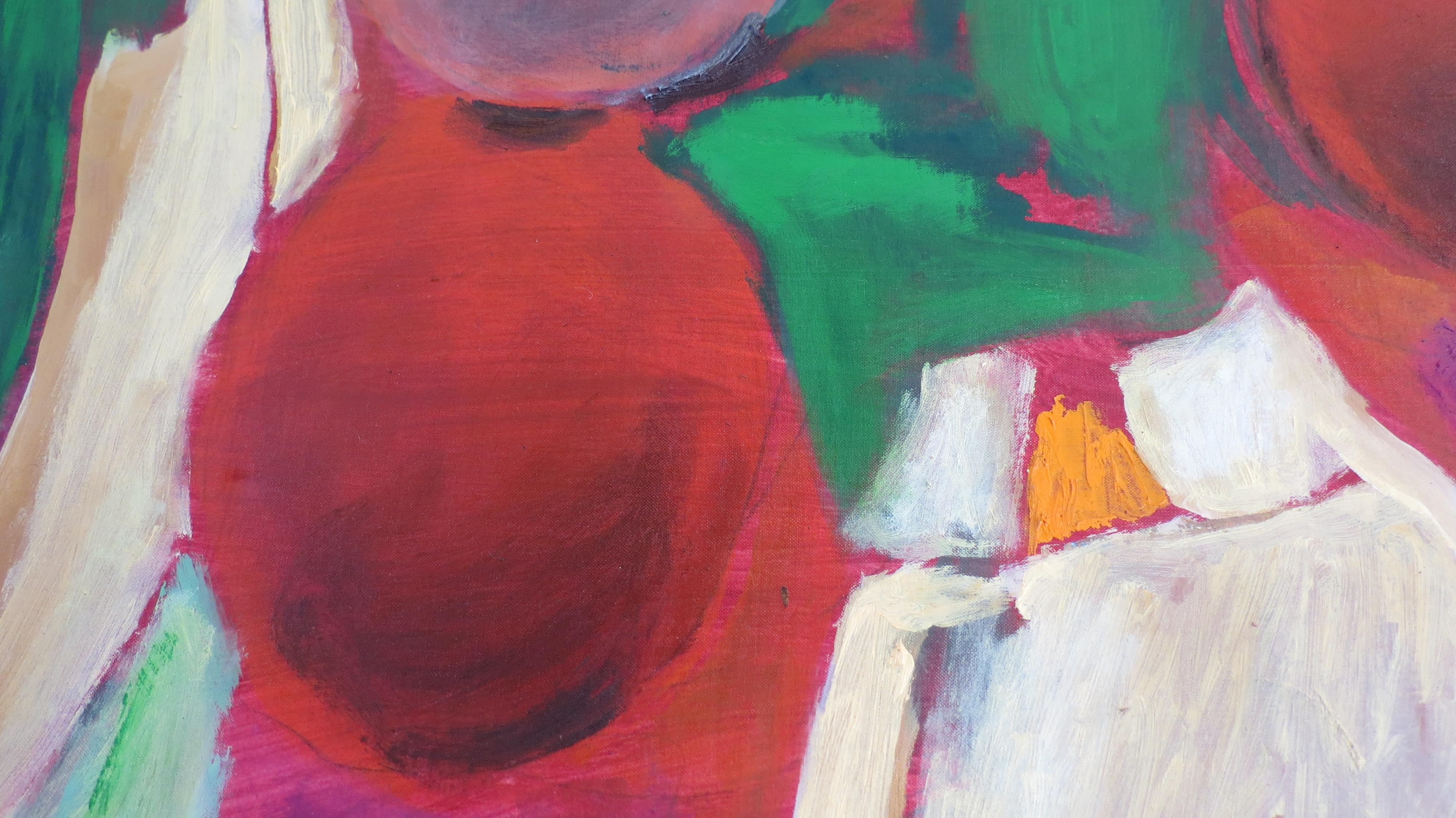  Balchik - Peinture abstraite sur toile Couleurs Rouge Vert Bleu Gris Blanc Rose Noir - Marron Abstract Painting par Nina Ruseva