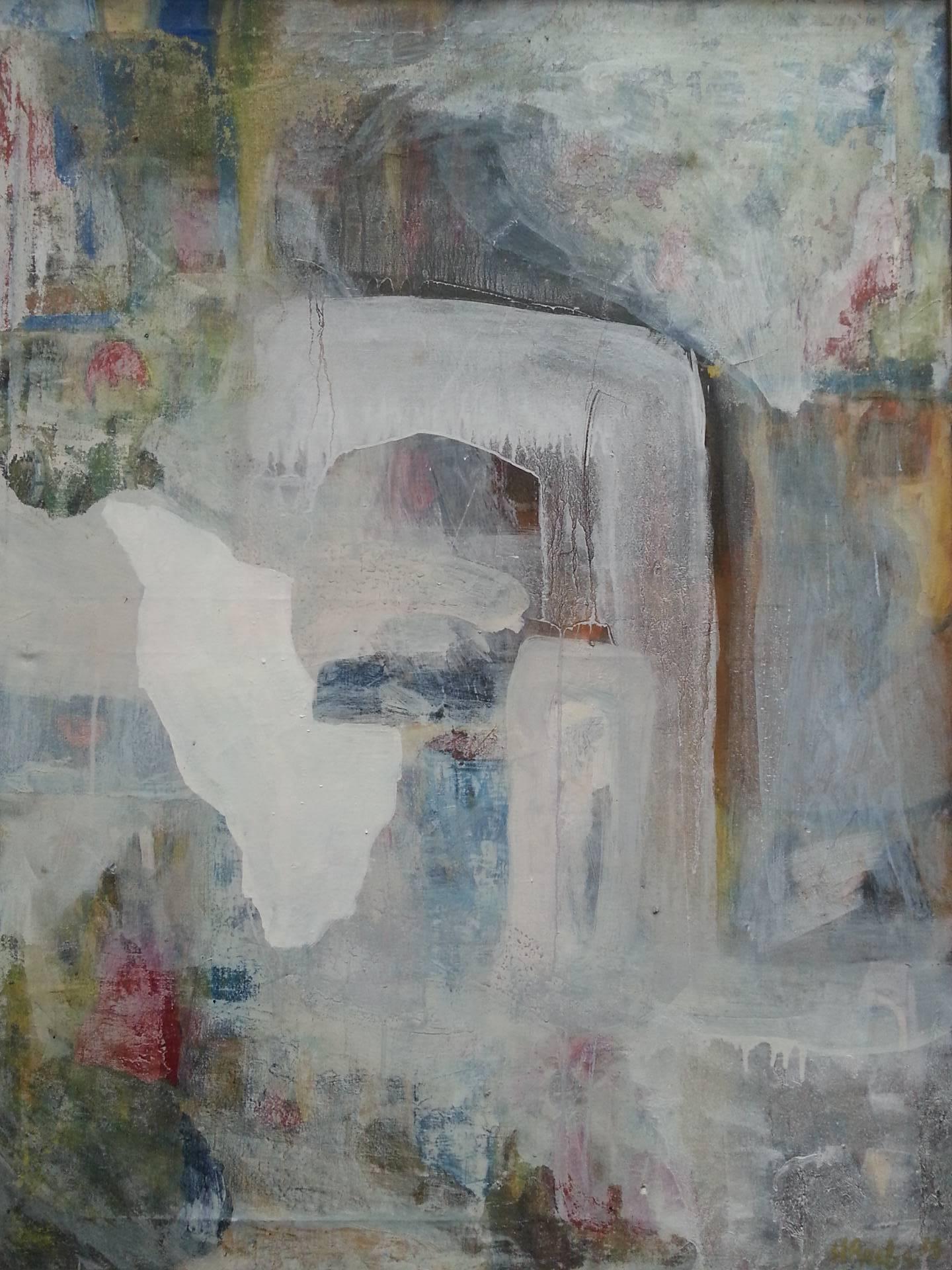 Nina Ruseva Abstract Painting – Zusammensetzung in Weiß