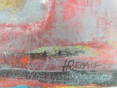 Landscape 4 - Abstract Oil Painting Black Beige Blue White Brown Pink