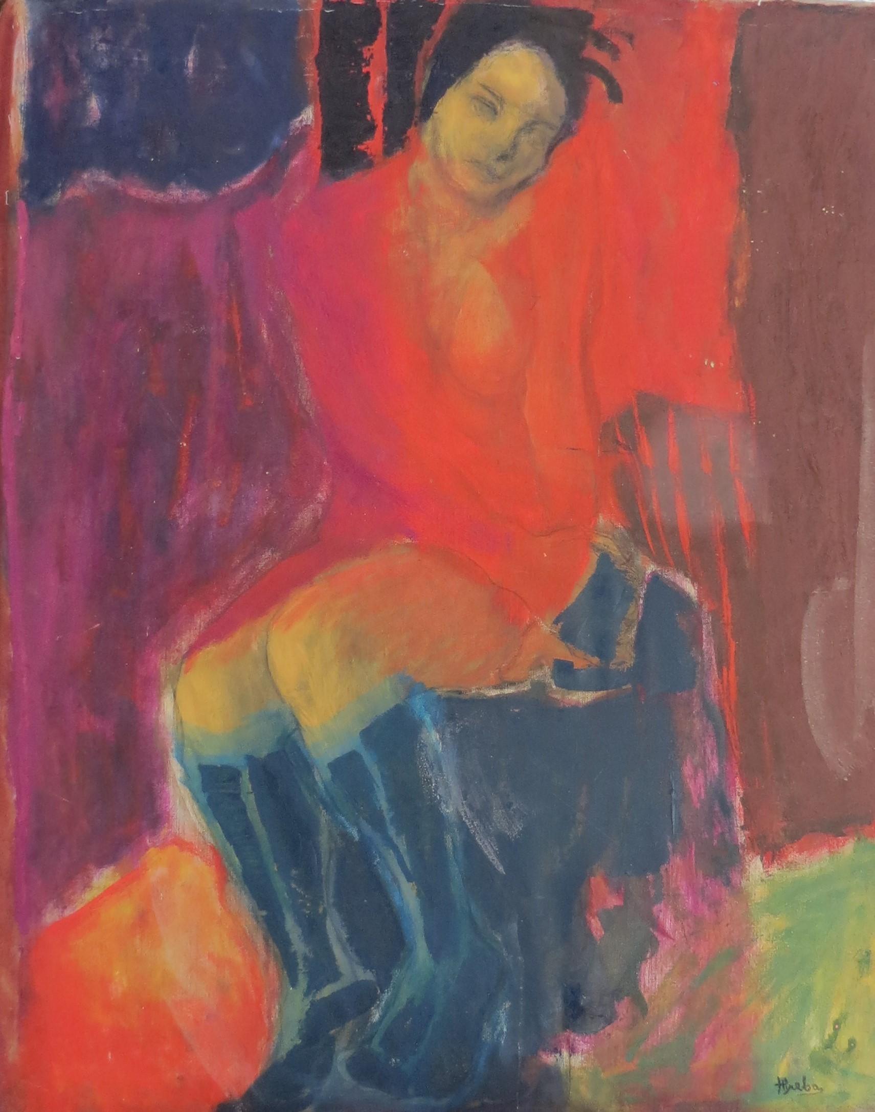 Abstraktes Porträt - Abstraktes Gemälde Lila Rosa Rot Grün Blau Grau Weiß Gelb Schwarz