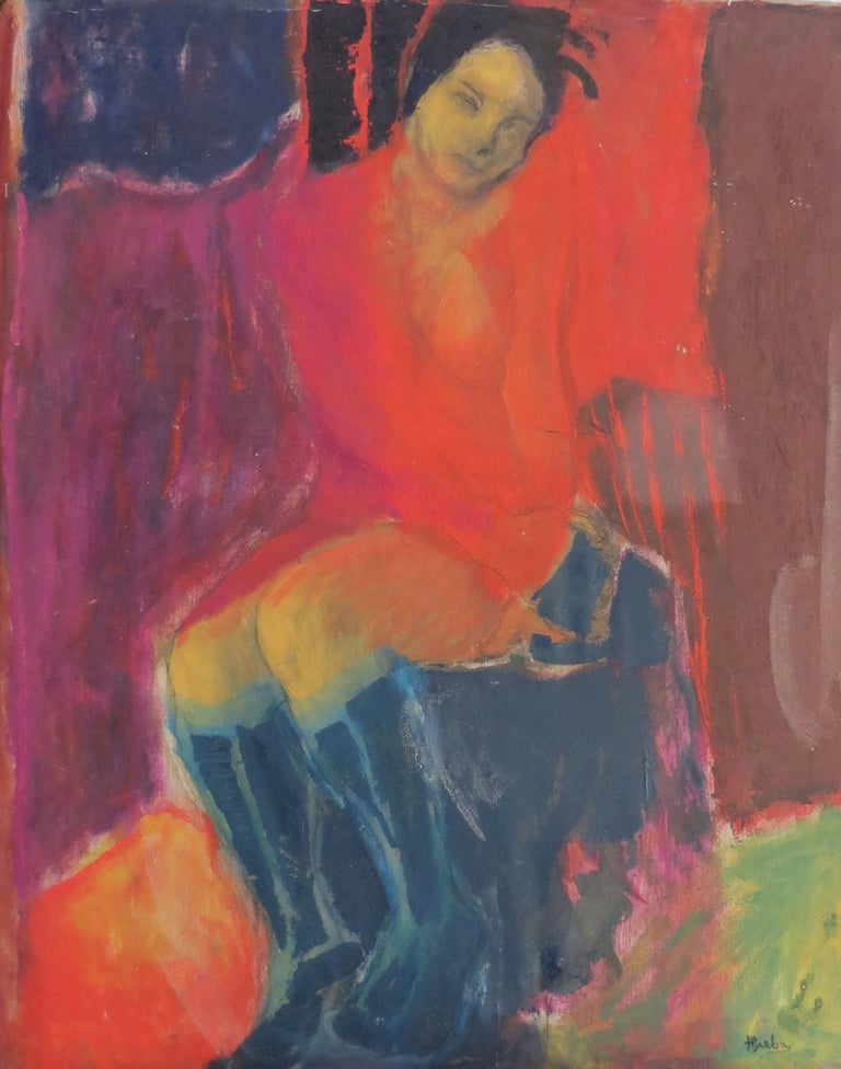 Nina Ruseva - Portrait - Abstract Painting Lila Pink Red Green Blue ...