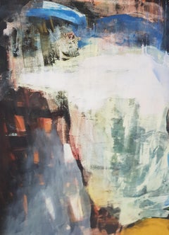 Sole che passa - Pittura ad olio astratta Verde Grigio Blu Bianco Marrone Arancione