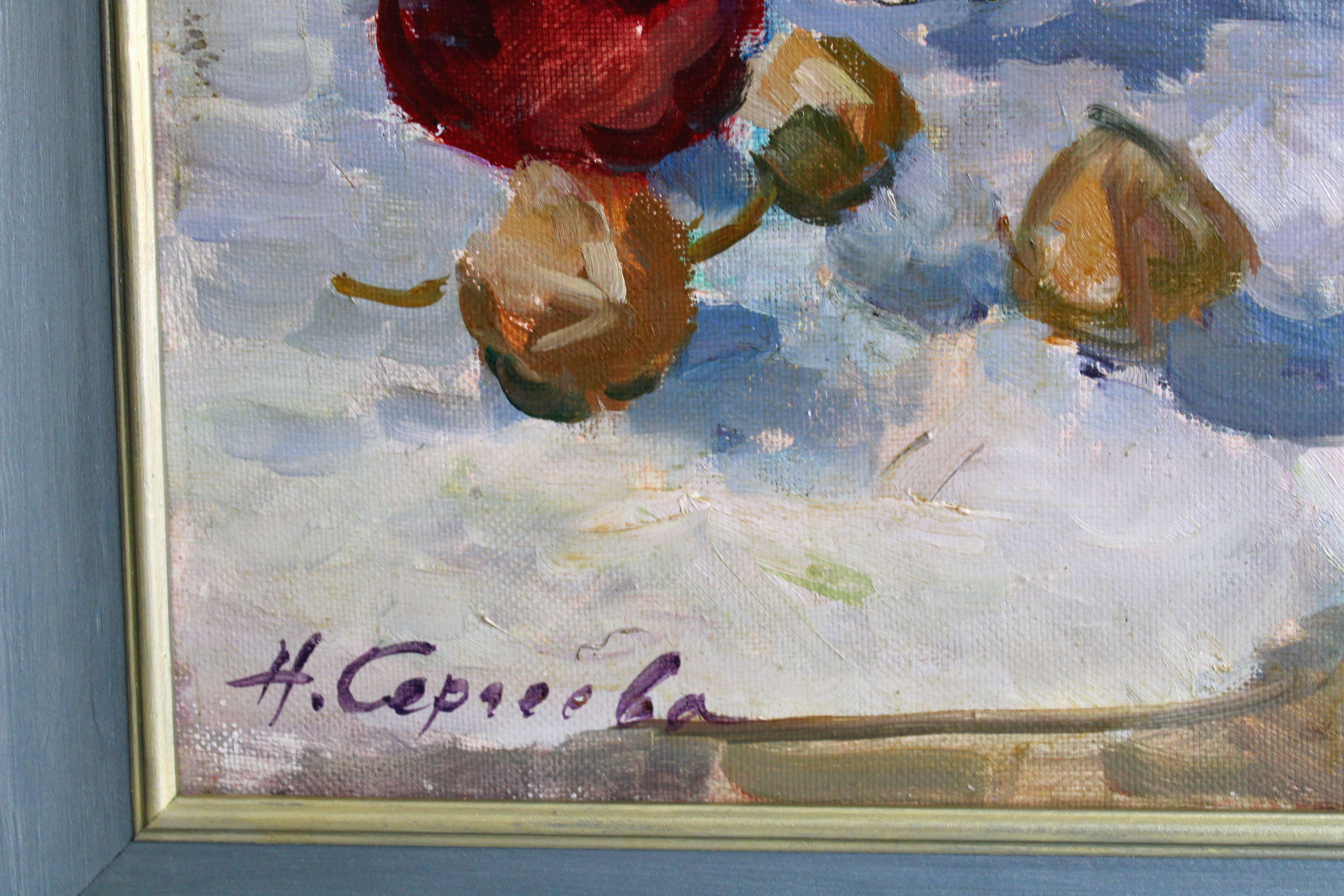 Delizia estiva. Olio su tela, 90 x 69, 5 cm - Still-Life Painting Grigio di Nina Sergeeva